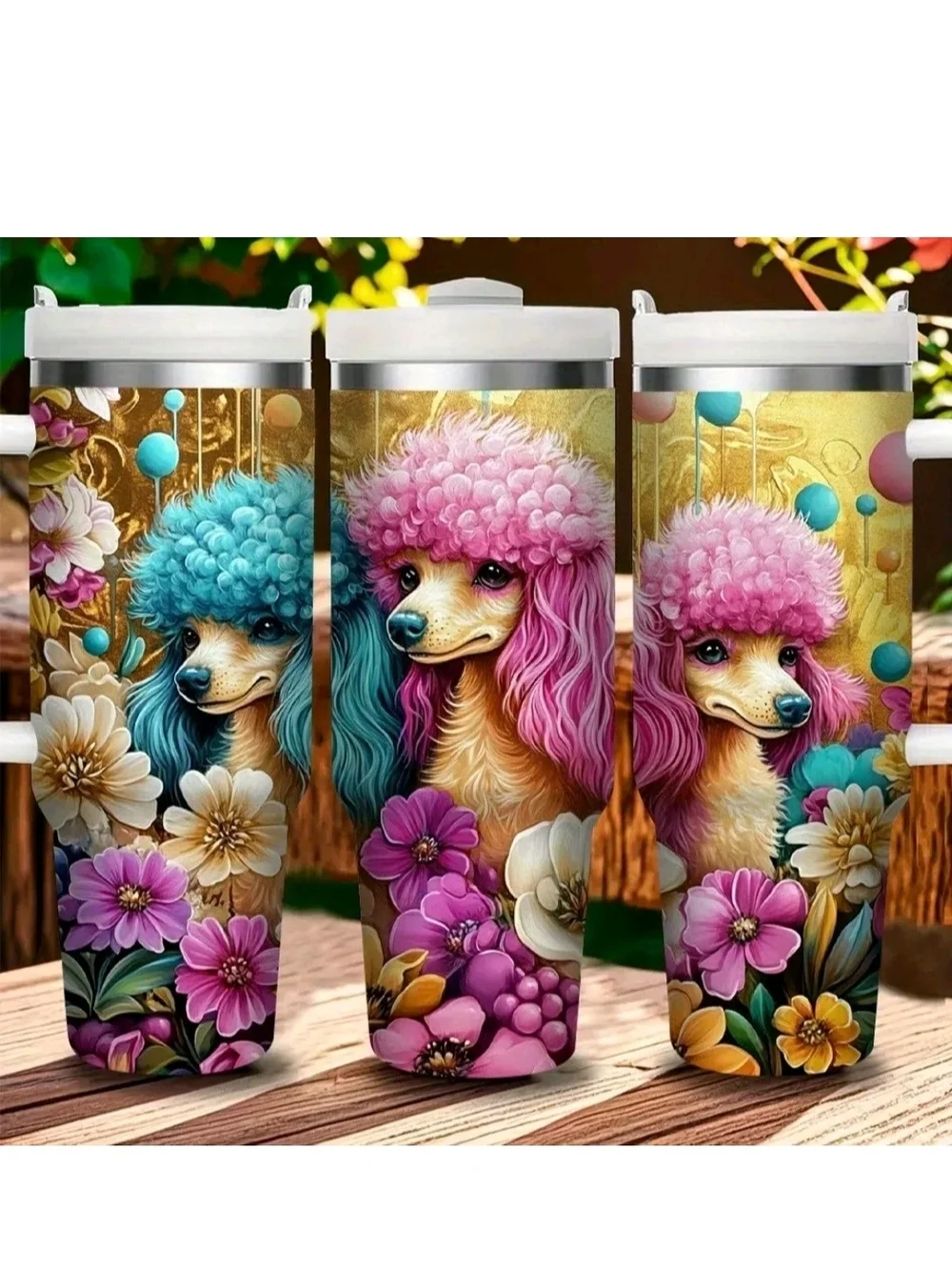 Beautiful & Colorful (Poodle Party) Stainless Steel Insulated Tumbler 40oz.